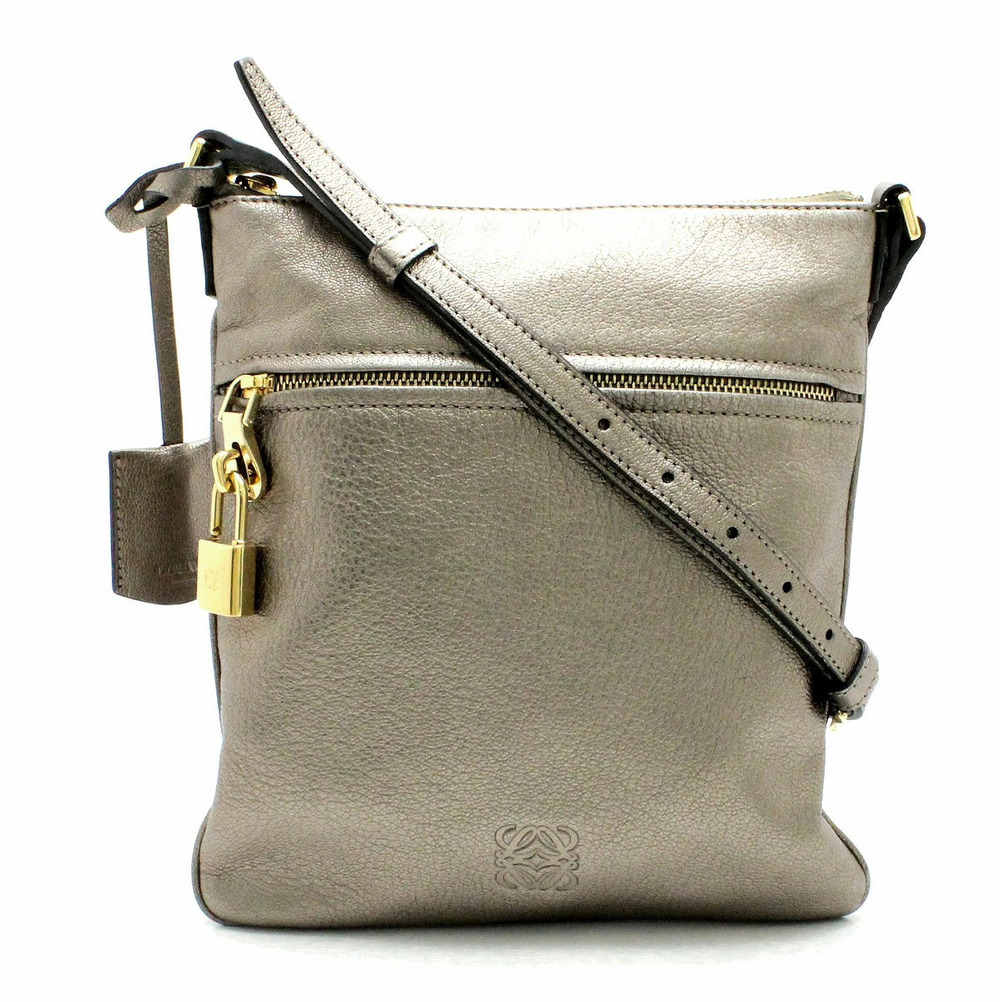 Loewe Crossbody Bag Leather Key Padlock Metallic Gray